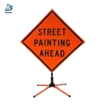 Roll Up Sign & Stand - 36 Inch Reflective Street Painting Ahead Roll Up Traffic Sign
